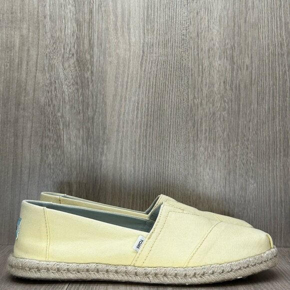TOMS Shoes Womens Size 8 Classic Espadrille Casual Slip On Loafers Canvas Yellow - Picture 1 of 12
